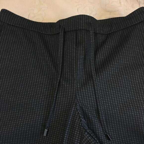 Black & Grey Puppytooth Stretchy Drawstring Trouser Leggings - Picture 5 of 14